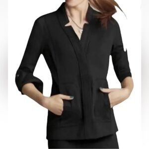 Cabi around the clock zip front ponte center black jacket 5480